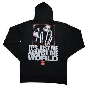 2Pac Men's Front/ Back Graphic Hoodie in Black/ Grey/ Orange, Size Medium NWT!